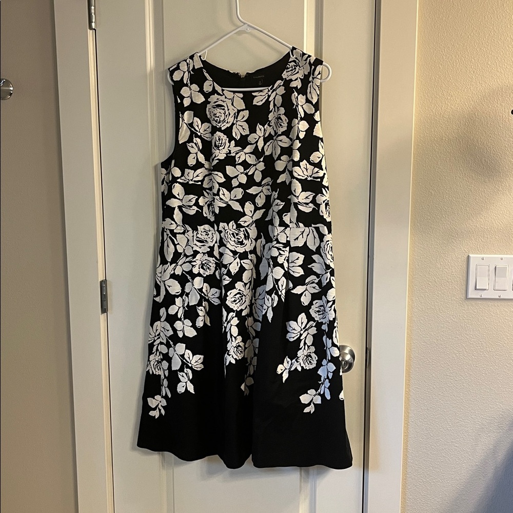 Talbots Black and White Floral Midi Dress